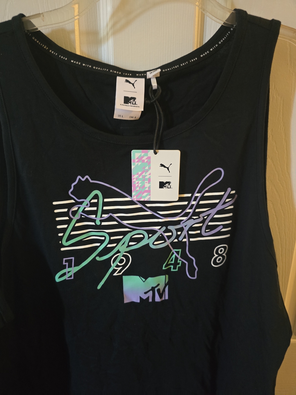 BNWT Puma X MTV Collab Mens Black Tank Top With 1990's Inspired Graphics